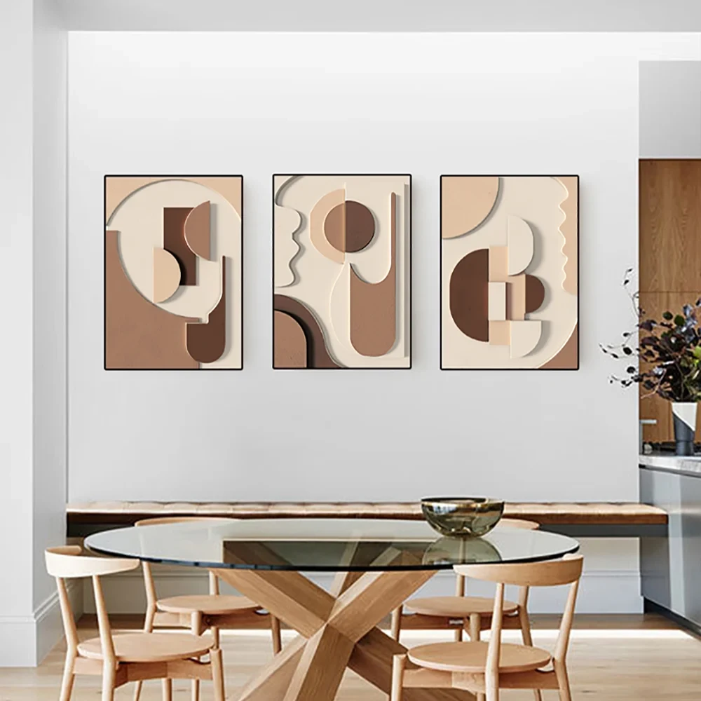 Kahverengi Çerçeveli 3 Parçalı Japandi