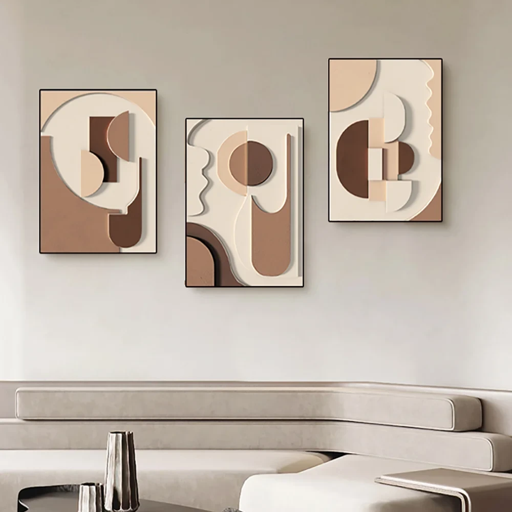 Kahverengi Çerçeveli 3 Parçalı Japandi