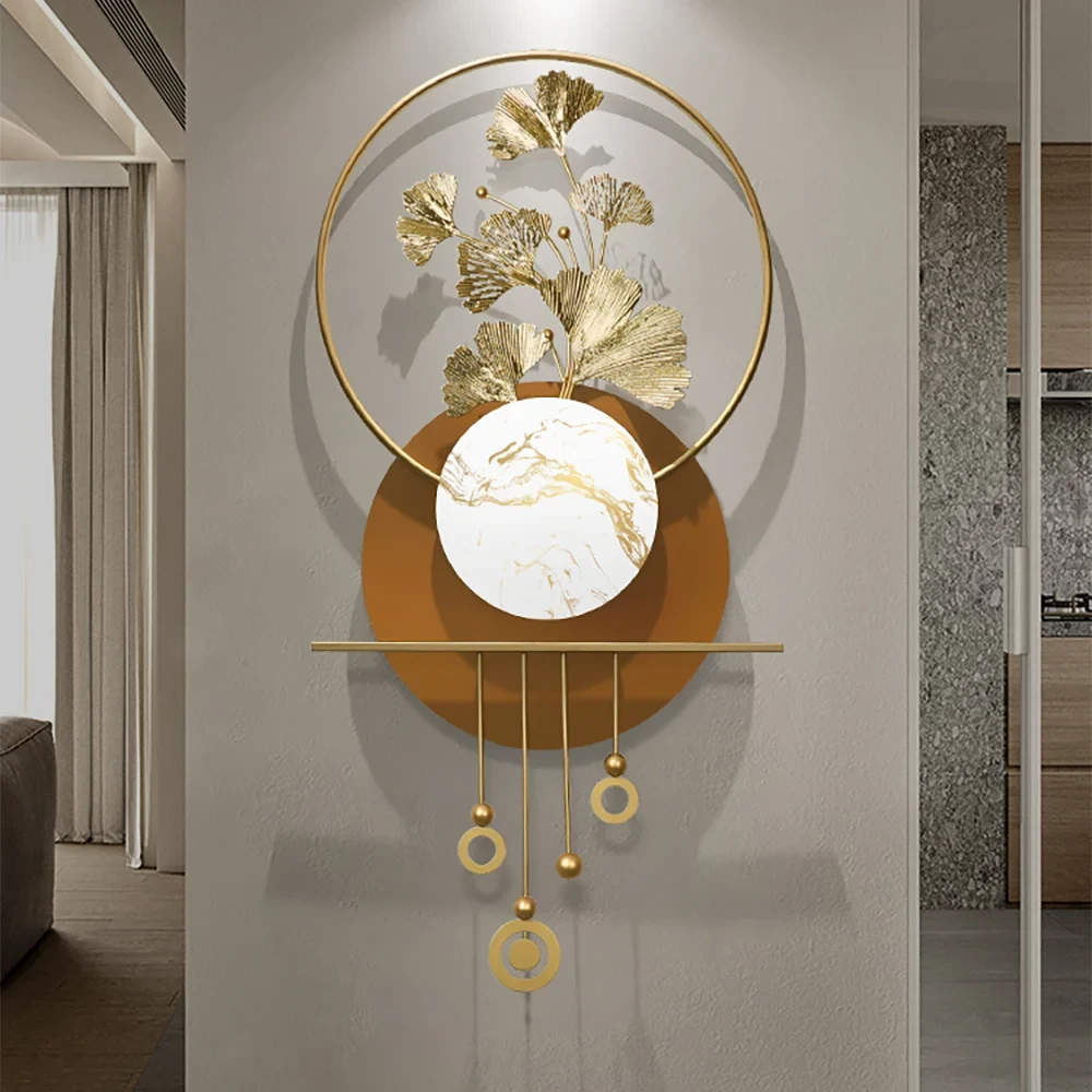 Modern 3D Altın Metal Ginkgo Yaprağı