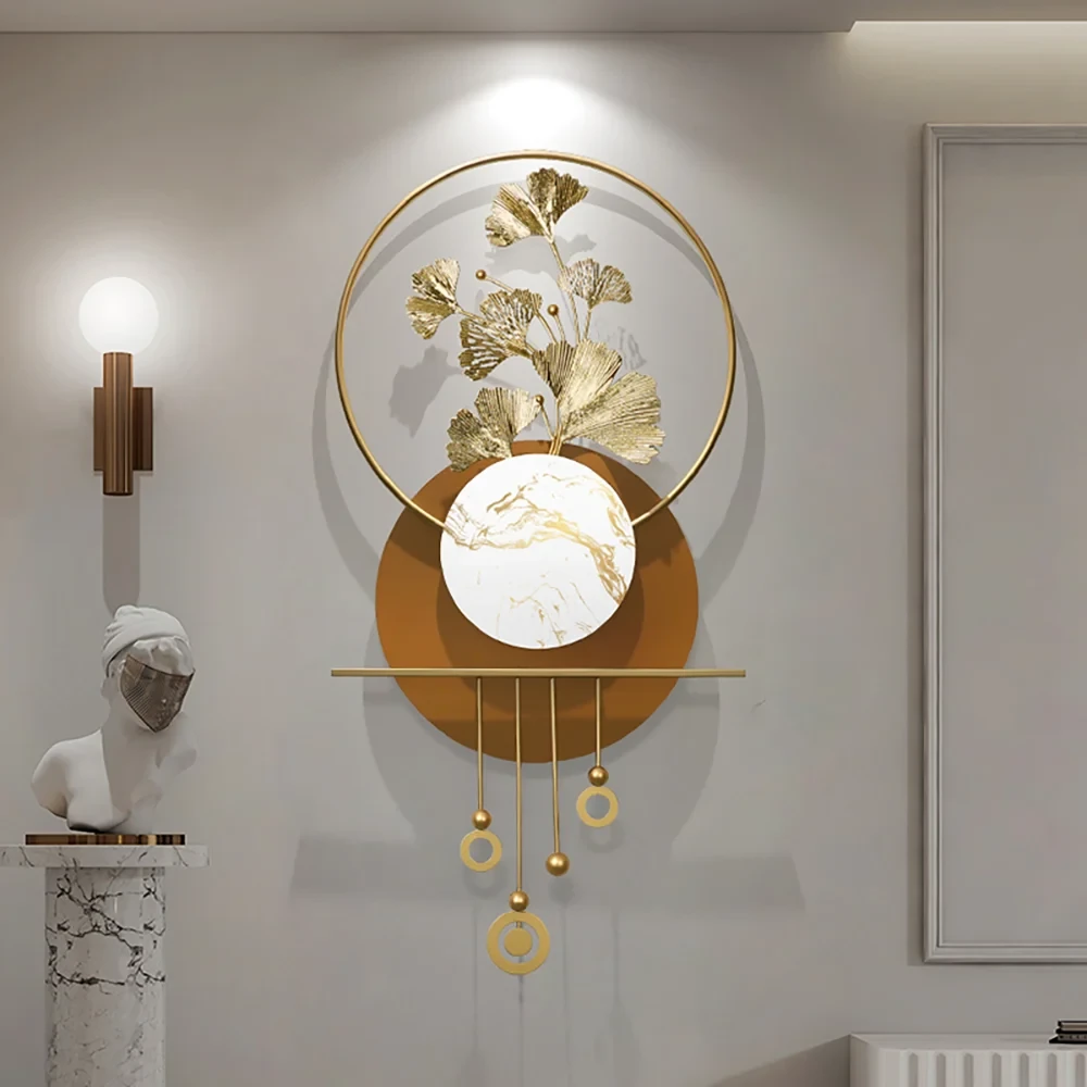 Modern 3D Altın Metal Ginkgo Yaprağı